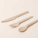 Bagasse cutlery set including fork spoon knife for eco friendly takeaway use