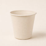 Compostable bagasse cups designed for coffee, tea and other hot beverage service.