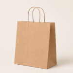 Kraft paper bags with twisted paper handles for restaurants, cafés and takeaway food packaging.