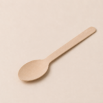 Compostable wooden spoons for soups, desserts and sustainable takeaway food service.